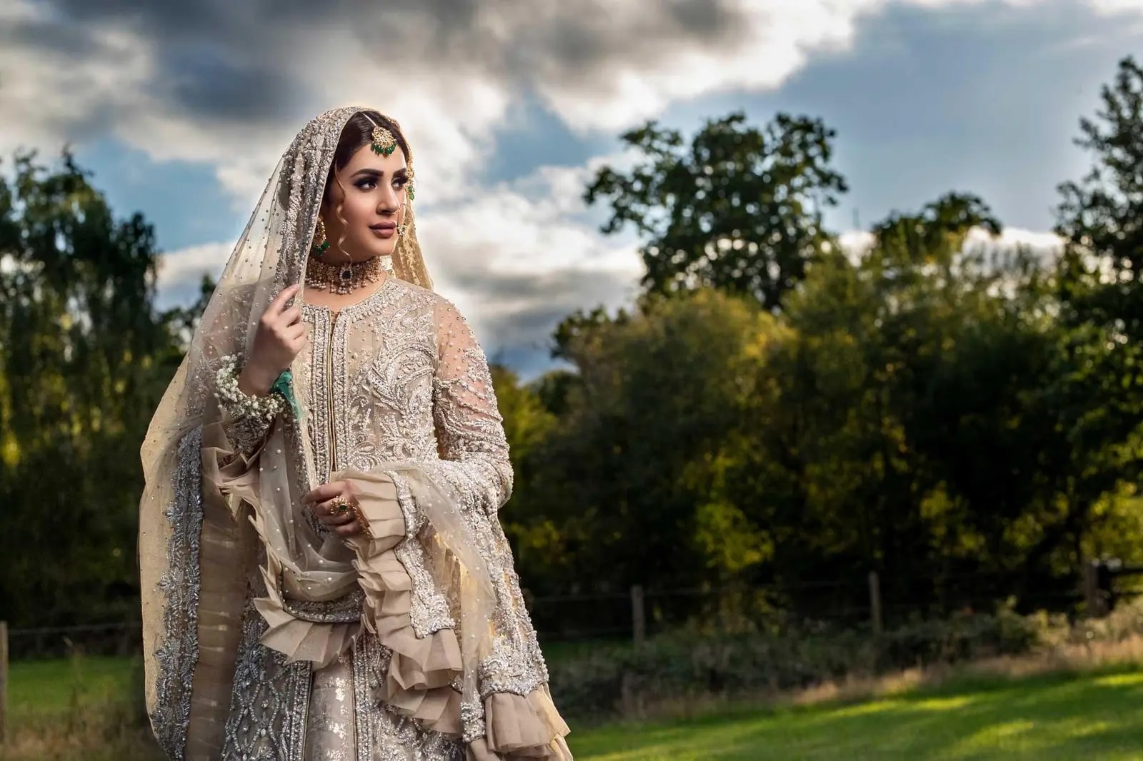 A bride photographed at golden hour by Memory Filming, London